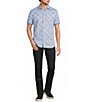 Murano Saronic Islands Greece Collection Slim Fit Greece Print Short Sleeve Button-Front Shirt - Image 3