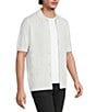 Murano Saronic Islands, Greece Collection Textured Short Sleeve Applique Button Front Shirt - Image 3