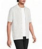 Murano Saronic Islands, Greece Collection Textured Short Sleeve Applique Button Front Shirt - Image 3