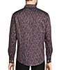 Color:Black - Image 2 - Sateen Peacock Print Long Sleeve Woven Shirt