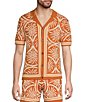 Murano Seville Collection Palm Print Jacquard Short Sleeve Button Front Shirt - Image 1