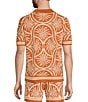 Murano Seville Collection Palm Print Jacquard Short Sleeve Button Front Shirt - Image 2