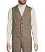 Murano Shawl Plaid Suit Separates Vest, Color:Brown - Image 1