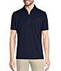 Color:Midnight Blue - Image 1 - Slim-Fit Diamond Jacquard Short-Sleeve Quarter Zip Polo Shirt