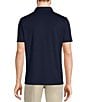 Color:Midnight Blue - Image 2 - Slim Fit Performance Stretch Diamond Jacquard Quarter-Zip Short Sleeve Polo Shirt