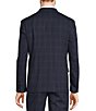 Color:Navy - Image 2 - Slim-Fit Double Breasted Glen Plaid Blazer