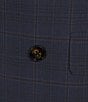 Color:Navy - Image 4 - Slim-Fit Double Breasted Glen Plaid Blazer