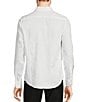Color:White - Image 2 - Slim Fit Floral Jacquard Spread Collar Long Sleeve Woven Shirt