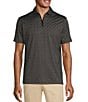 Color:Black - Image 1 - Slim-Fit Geometric Jacquard Short-Sleeve Quarter Zip Polo Shirt
