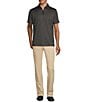 Color:Black - Image 3 - Slim-Fit Geometric Jacquard Short-Sleeve Quarter Zip Polo Shirt