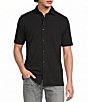 Murano Slim Fit Performance Solid Short Sleeve Coat Front Woven Shirt - Image 1