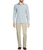 Murano Slim Fit Performance Stretch Diamond Print Long Sleeve Woven Shirt, Color:Antique Teal - Image 3