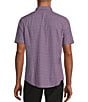 Murano Slim Fit Performance Stretch Square Print Short Sleeve Woven Shirt, Color:Plum Purple - Image 2