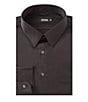 Color:Black - Image 1 - Slim-Fit Point Collar Solid Sateen Dress Shirt