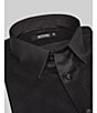 Murano Slim-Fit Point Collar Solid Sateen Dress Shirt, Color:Black - Image 3