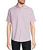 Color:Soft Lilac - Image 1 - Slim Fit Solid Poplin Short Sleeve Woven Shirt