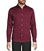 Murano Slim Fit Solid Sateen Long Sleeve Woven Shirt, Color:Burgundy - Image 1