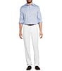 Murano Slim Fit Solid Sateen Long Sleeve Woven Shirt - Image 4