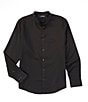 Color:Black - Image 1 - Wardrobe Essentials Slim-Fit Textured Long-Sleeve Woven Shirt