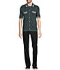 Murano Snit Short Sleeve Textured Coat Front Shirt, Color:Antique Teal - Image 3