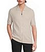 Murano Solid Full-Zip Short Sleeve Knit Coat Front Shirt - Image 1