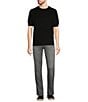 Murano Solid Textured Short Sleeve Crew Sweater, Color:Black - Image 3