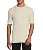 Murano Solid Textured Short Sleeve Crew Sweater, Color:Cream - Image 1