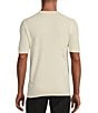Murano Solid Textured Short Sleeve Crew Sweater, Color:Cream - Image 2