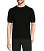 Color:Black - Image 1 - Solid Textured Short Sleeve Crew Sweater