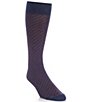 Color:Navy - Image 1 - Staircase Pattern Crew Dress Socks