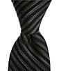 Color:Black - Image 1 - Thick Stripe Slim 2 3/4#double; Silk Tie