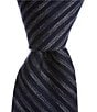 Color:Navy - Image 1 - Thick Stripe Slim 2 3/4#double; Silk Tie