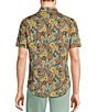Color:Antique Teal - Image 2 - Verdant Vibes Collection Slim-Fit Multi Floral Print Short Sleeve Woven Shirt
