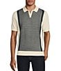 Color:Ecru - Image 1 - Verdant Vibes Collection Slim-Fit Textured Polo Sweater