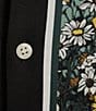 Color:Black - Image 4 - Verdant Vibes Collection Stripe Floral Print Slim Fit Short Sleeve Coatfront Shirt