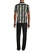 Color:Black - Image 5 - Verdant Vibes Collection Stripe Floral Print Slim Fit Short Sleeve Coatfront Shirt