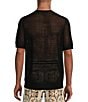 Color:Black - Image 2 - Wanderin West Collection Open Knit Short Sleeve Crew Neck Sweater