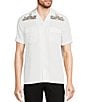 Color:White - Image 1 - Wanderin West Collection Slim-Fit Embroidered Short-Sleeve Woven Camp Shirt