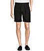 Color:Black - Image 1 - Wanderin West Collection Solid Linen 8#double; Inseam Shorts