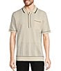 Color:Ecru - Image 1 - Wanderin West Collection Tipped Short Sleeve Polo Shirt