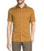 Color:Copper Brown - Image 1 - Wanderin West Slim Fit Short Sleeve Woven Camp Shirt