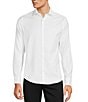 Color:White - Image 2 - Wardrobe Essentials Slim-Fit Textured Spread-Collar Woven Sportshirt