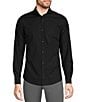 Color:Black - Image 1 - Wardrobe Essentials Slim Fit Solid Long Sleeve Woven Shirt
