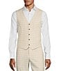 Color:Ecru - Image 1 - Window Plaid Welt Pocket Suit Separates Vest