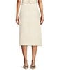 Color:Ivory - Image 2 - Murielle Tweed Midi Front Slit Frayed Edge Coordinating Pencil Skirt