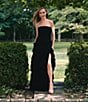 Marchesa Muse by Marchesa Dahlia Chiffon Ruched Cascading Ruffle Strapless A-Line Maxi Dress, Color:Noir - Image 6