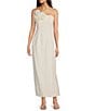 Marchesa Muse by Marchesa Elowen Strapless Applique Pencil Linen Blend Dress, Color:Ivory - Image 1
