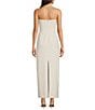 Marchesa Muse by Marchesa Elowen Strapless Applique Pencil Linen Blend Dress, Color:Ivory - Image 2