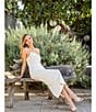 Marchesa Muse by Marchesa Elowen Strapless Applique Pencil Linen Blend Dress, Color:Ivory - Image 4