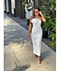 Marchesa Muse by Marchesa Elowen Strapless Applique Pencil Linen Blend Dress, Color:Ivory - Image 6